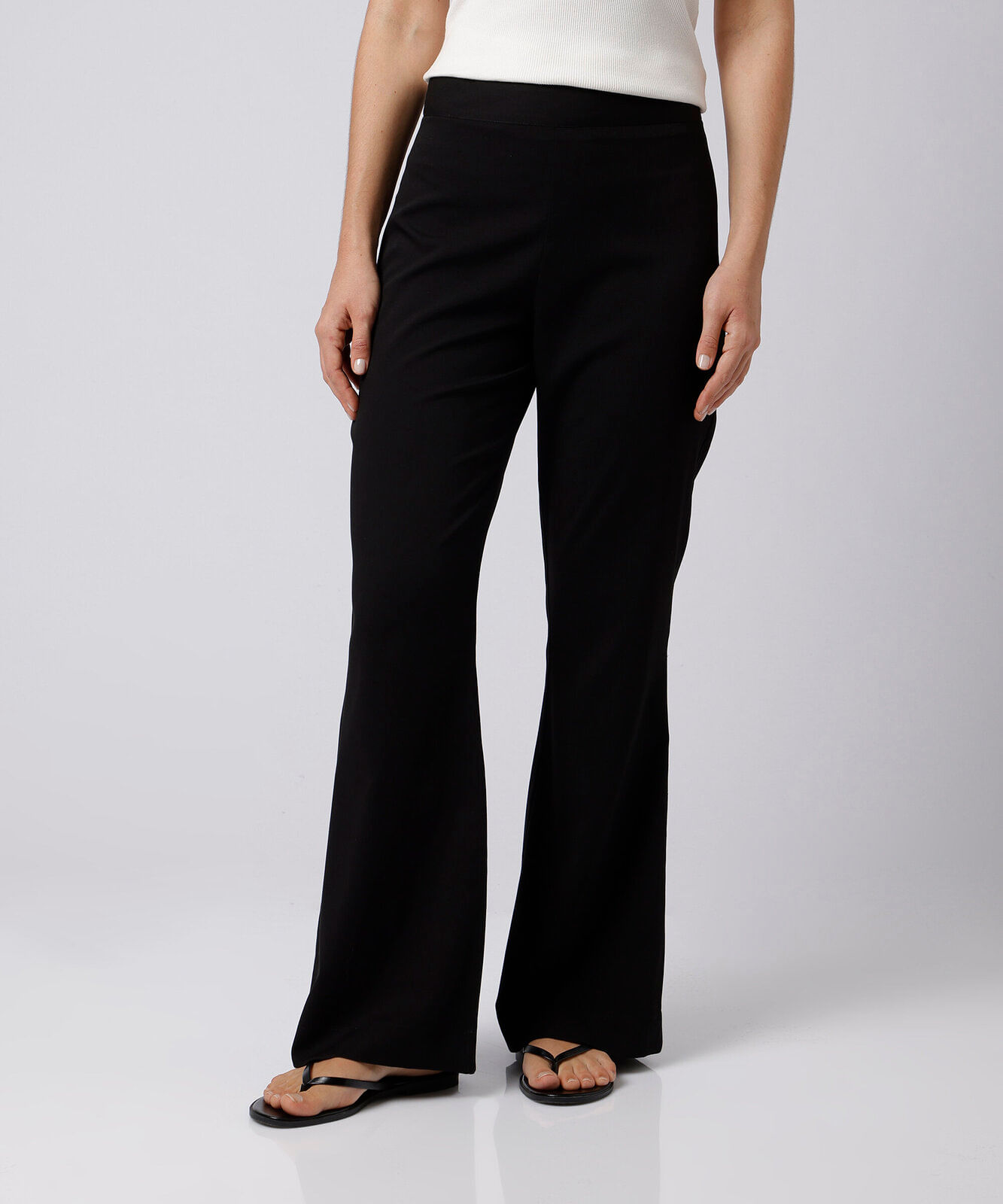 calça flare de alfaiataria feminina cintura alta mindset preta