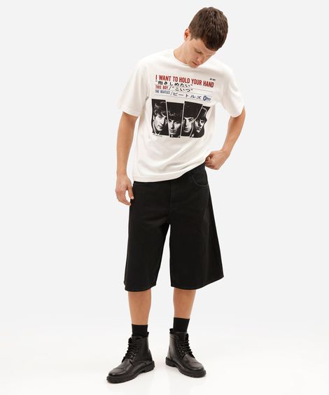 bermuda jorts masculina jeans preta