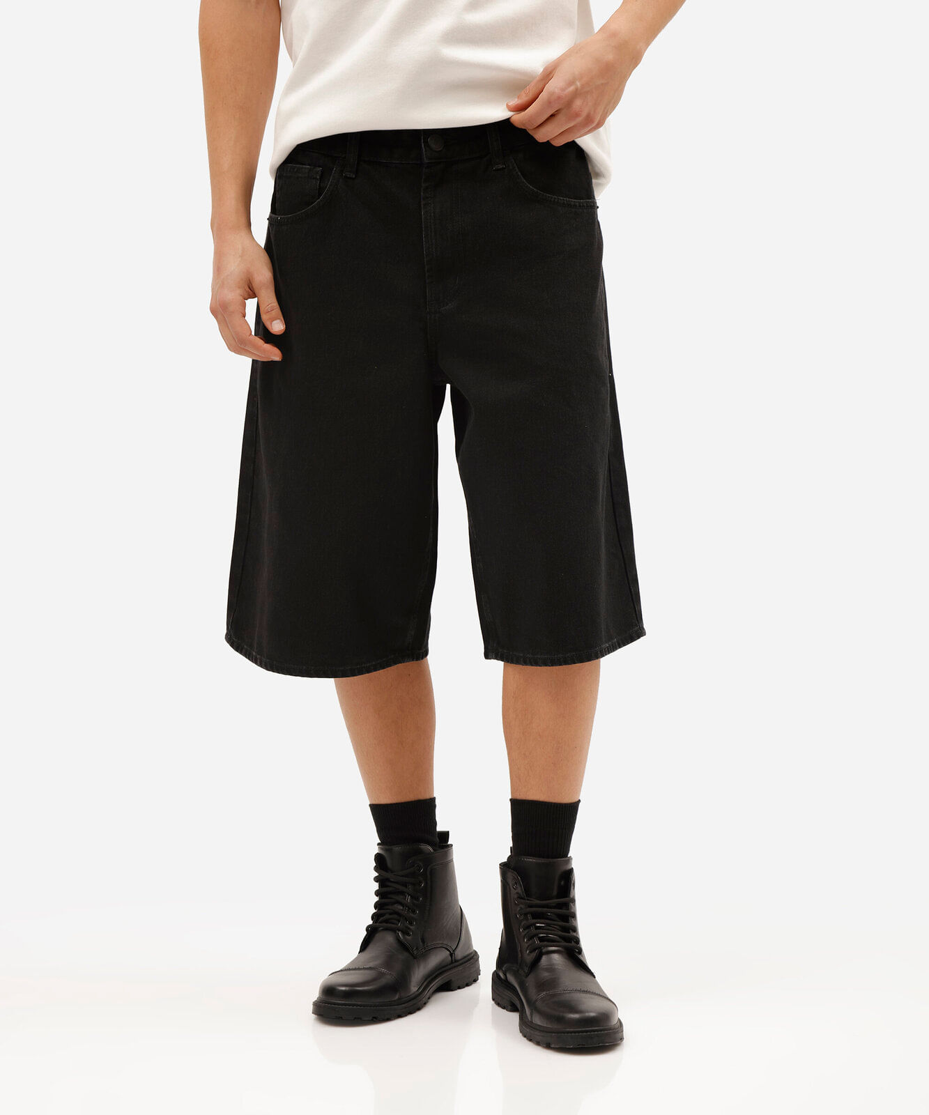 bermuda jorts masculina jeans preta