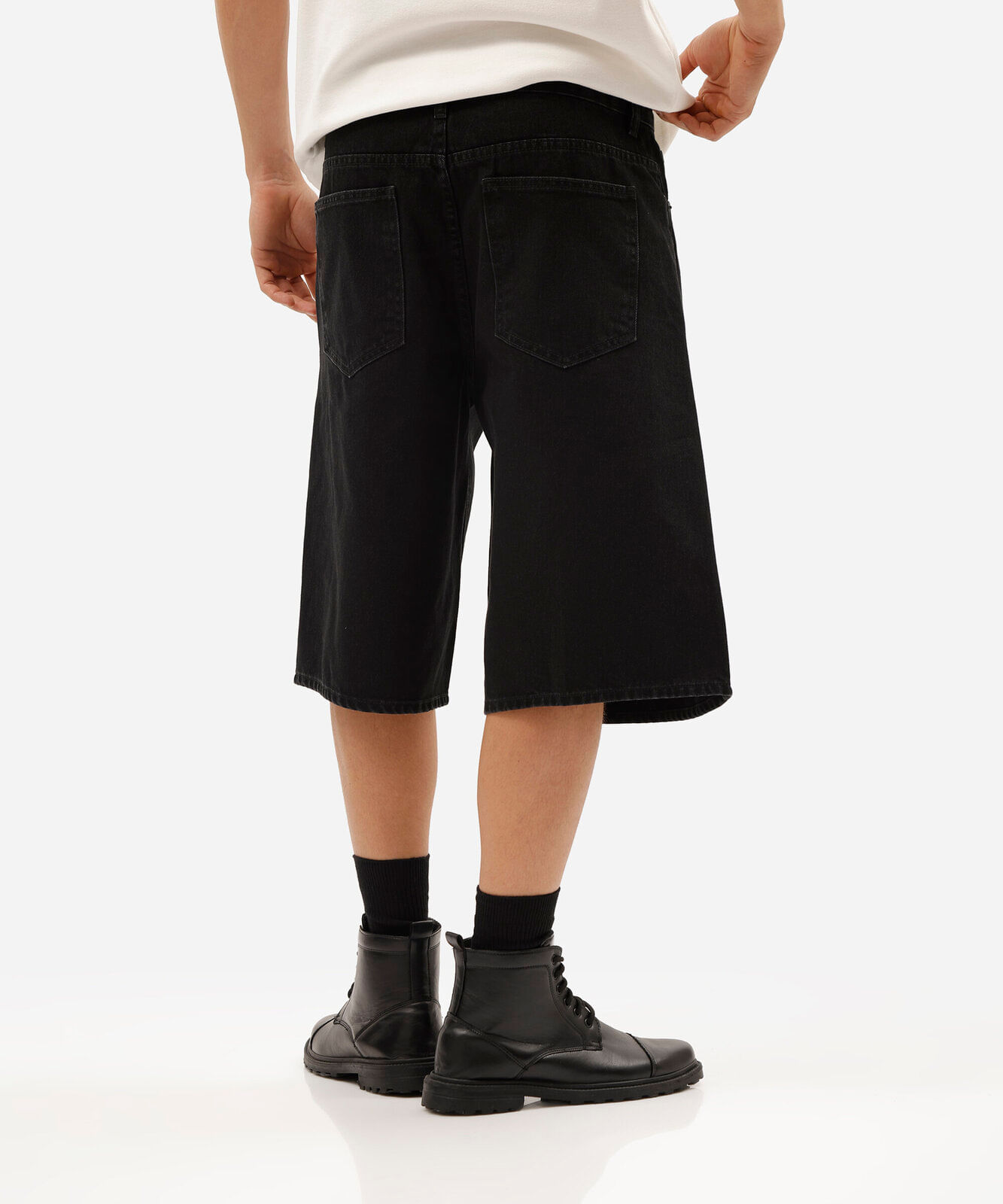 bermuda jorts masculina jeans preta