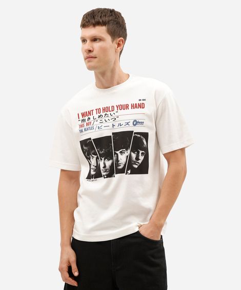 camiseta masculina com algodão manga curta the beatles off white