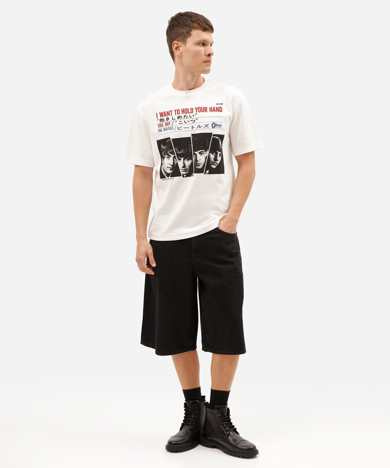 camiseta masculina com algodão manga curta the beatles off white