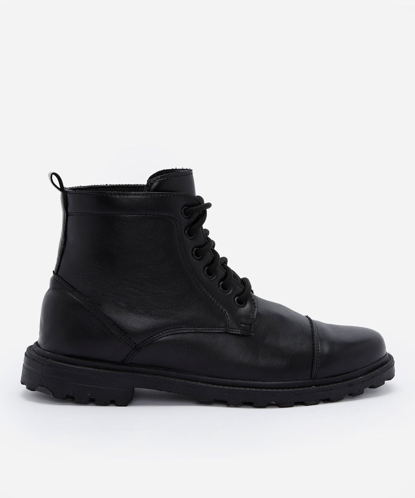 bota coturno cano médio masculina em pu tratorada preta