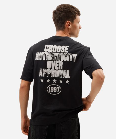 camiseta masculina de algodão manga curta estampada preta
