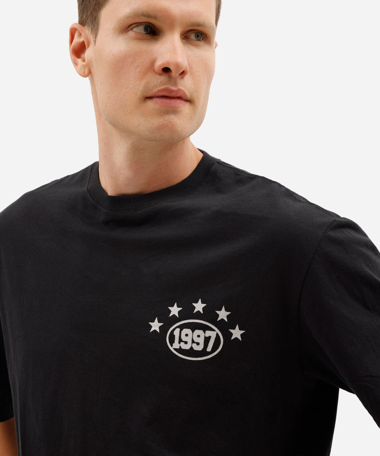 camiseta masculina de algodão manga curta estampada preta