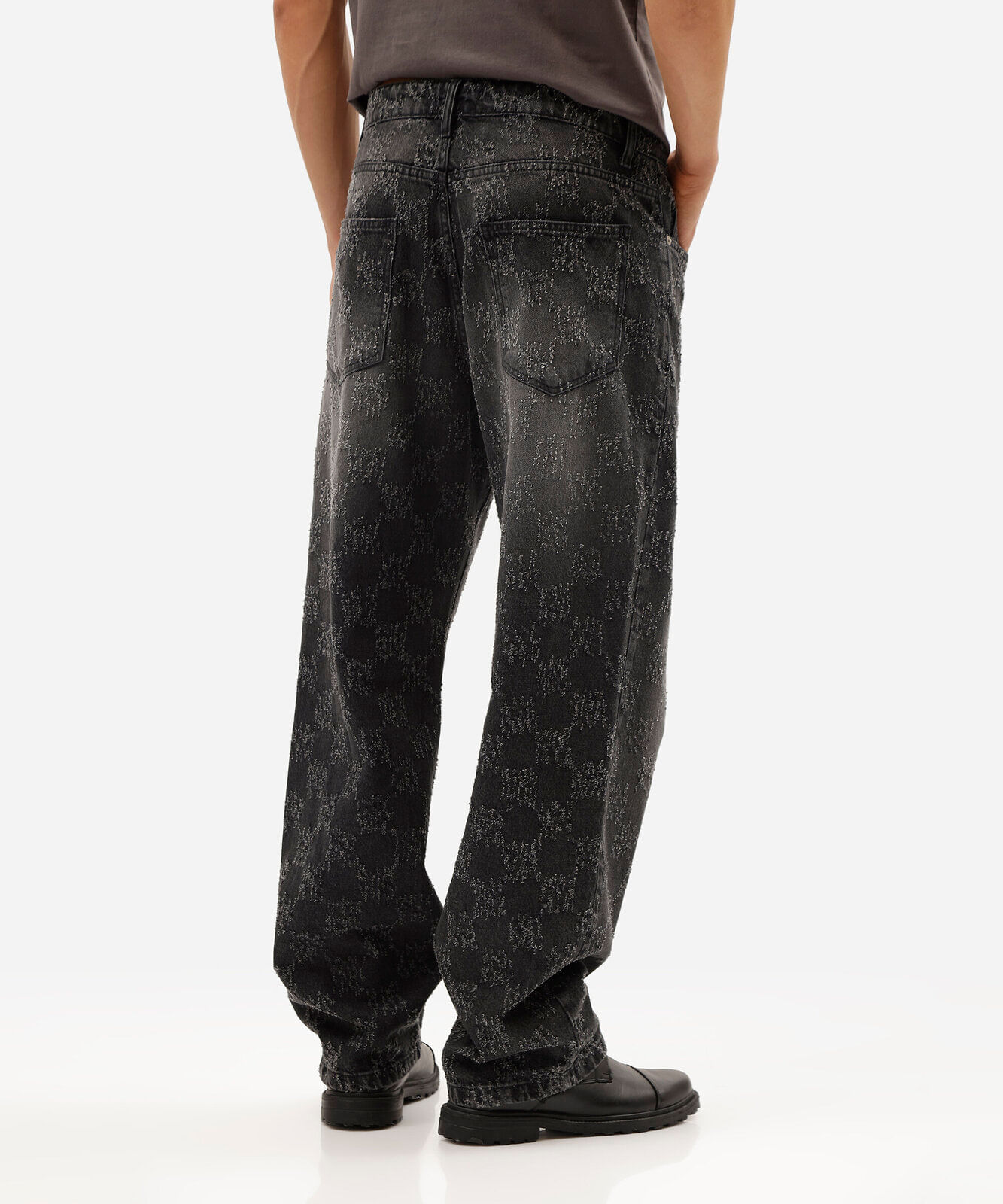 calça baggy masculina jeans texturizada preta