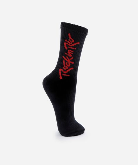 meia masculina cano longo rock in rio preta