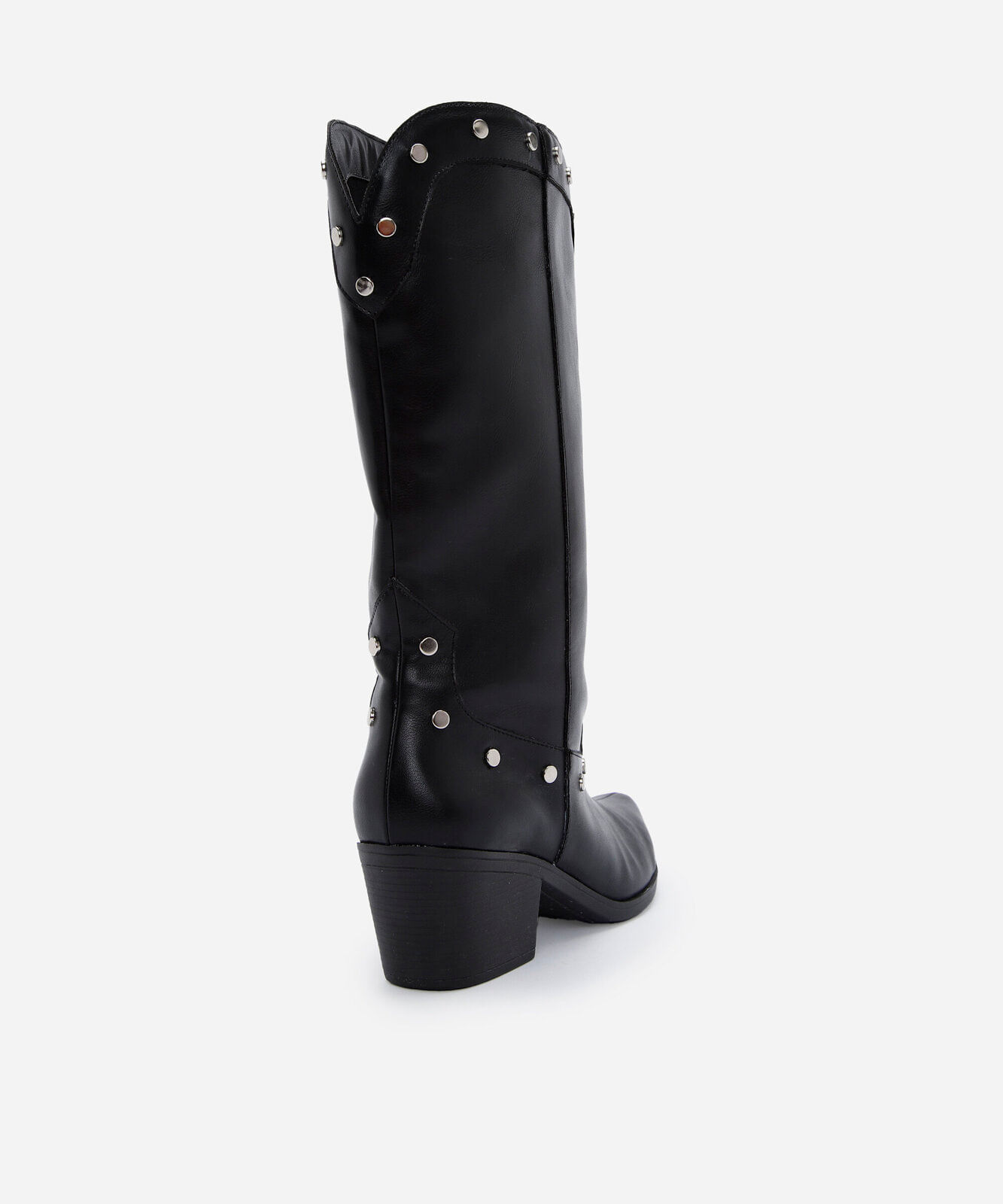 bota western cano alto com tachas preta