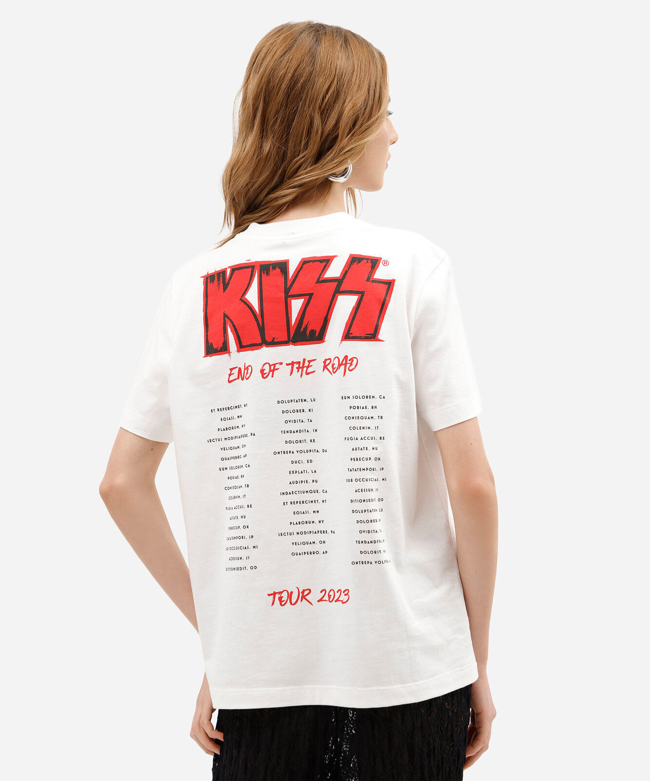 camiseta feminina de algodão peruano manga curta kiss off white