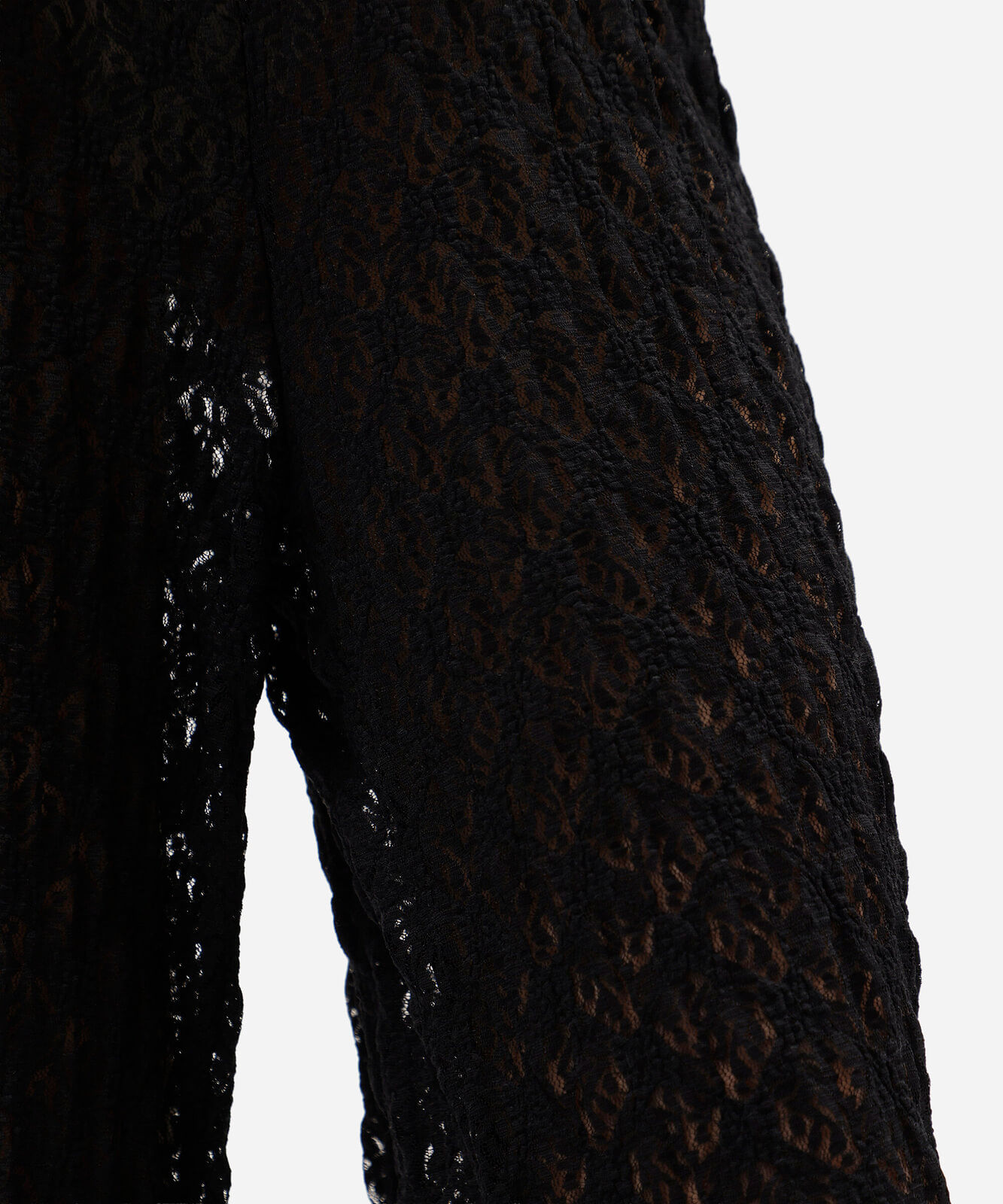 calça pantalona feminina de renda floral preta