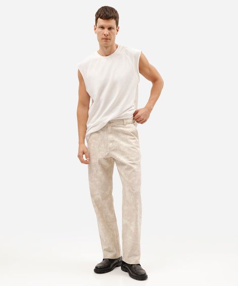 calça baggy masculina de sarja marmorizada bege