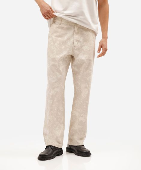 calça baggy masculina de sarja marmorizada bege