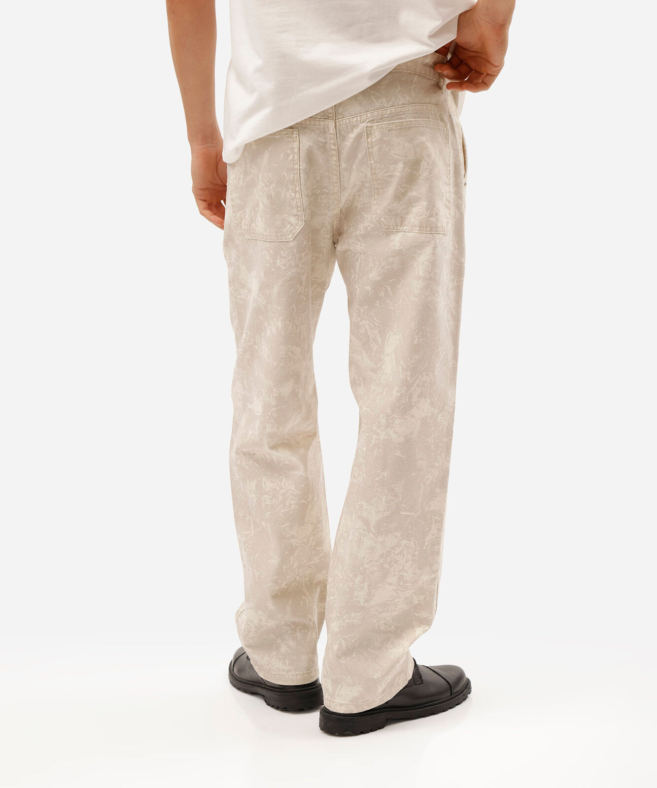 calça baggy masculina de sarja marmorizada bege