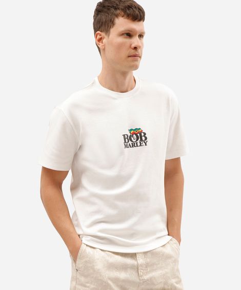 camiseta masculina com algodão manga curta bob marley off white