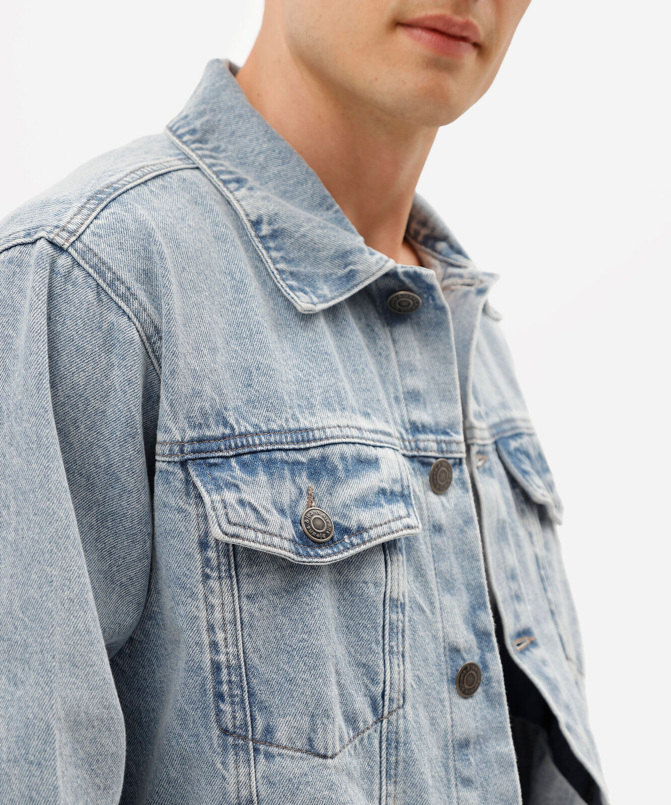 jaqueta masculina jeans bordada rock in rio azul