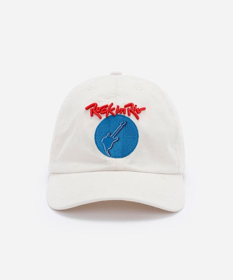boné masculino aba curva rock in rio com bordado bege