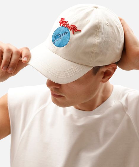 boné masculino aba curva rock in rio com bordado bege