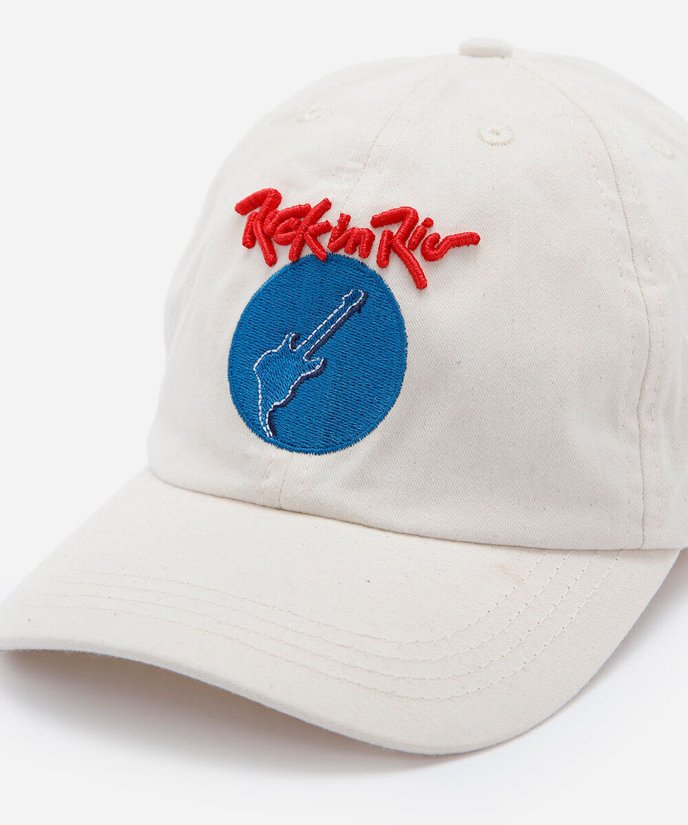boné masculino aba curva rock in rio com bordado bege