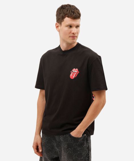 camiseta masculina de algodão manga curta the rolling stones preta