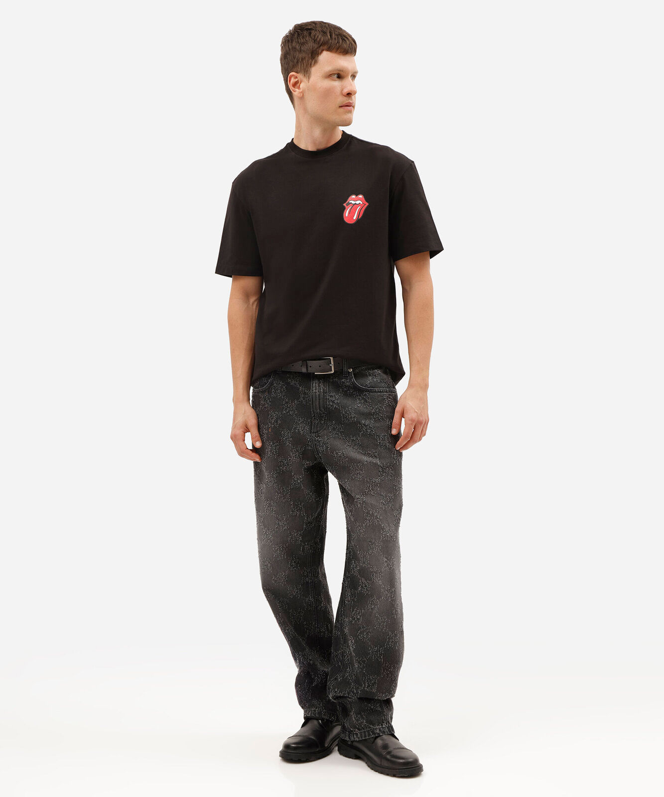 camiseta masculina de algodão manga curta the rolling stones preta