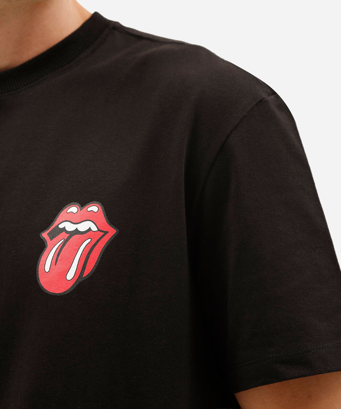camiseta masculina de algodão manga curta the rolling stones preta