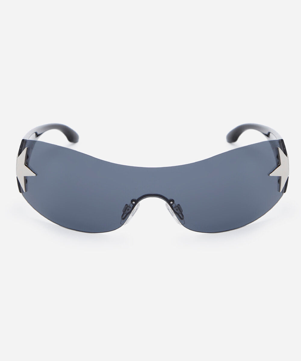óculos de sol feminino geométrico de acetato preto