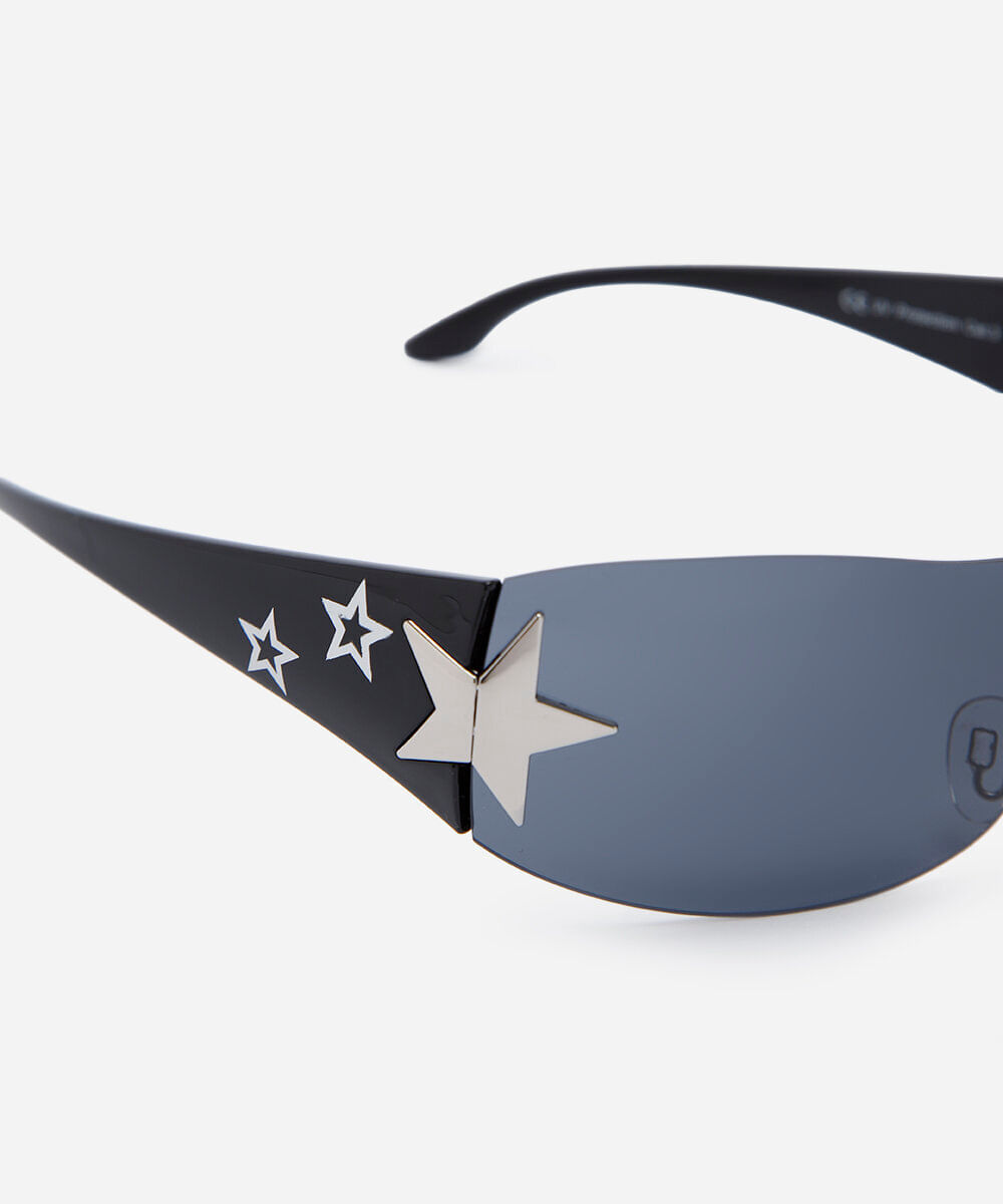óculos de sol feminino geométrico de acetato preto