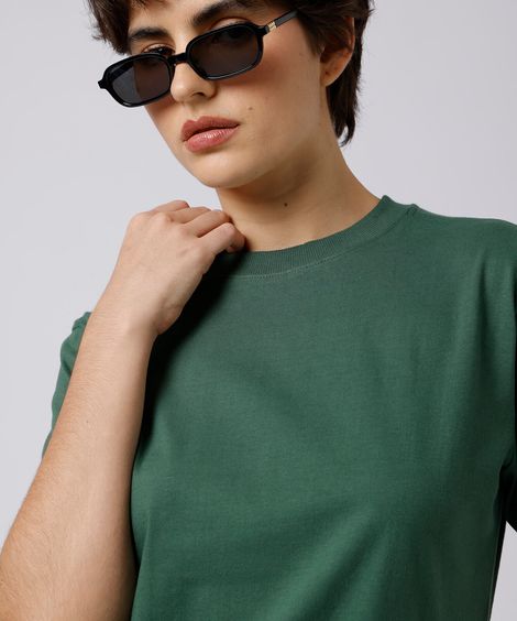 camiseta feminina de algodão manga curta mindset verde