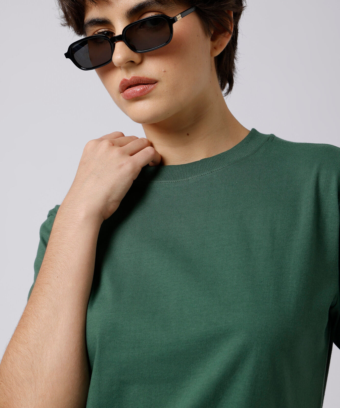camiseta feminina de algodão manga curta mindset verde