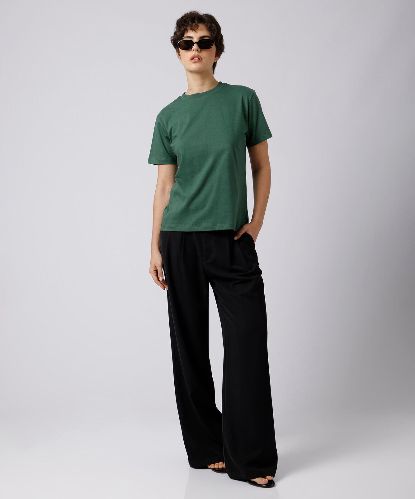 camiseta feminina de algodão manga curta mindset verde
