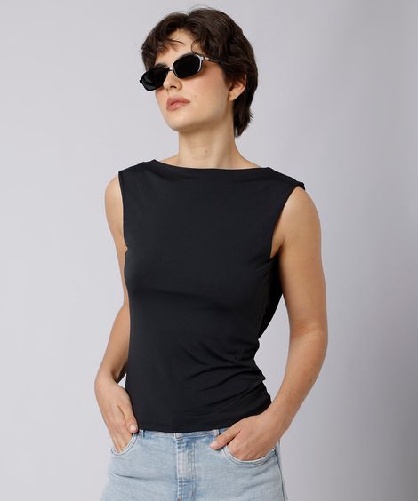 blusa feminina decote degagê costas mindset preta