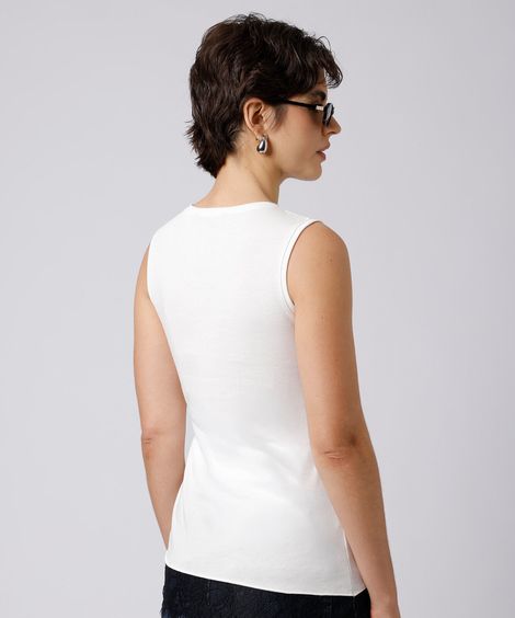 regata feminina de algodão com renda mindset off white