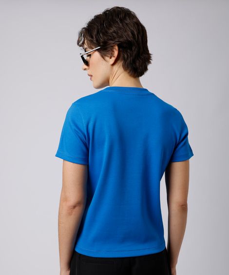 camiseta feminina de algodão slim mindset azul