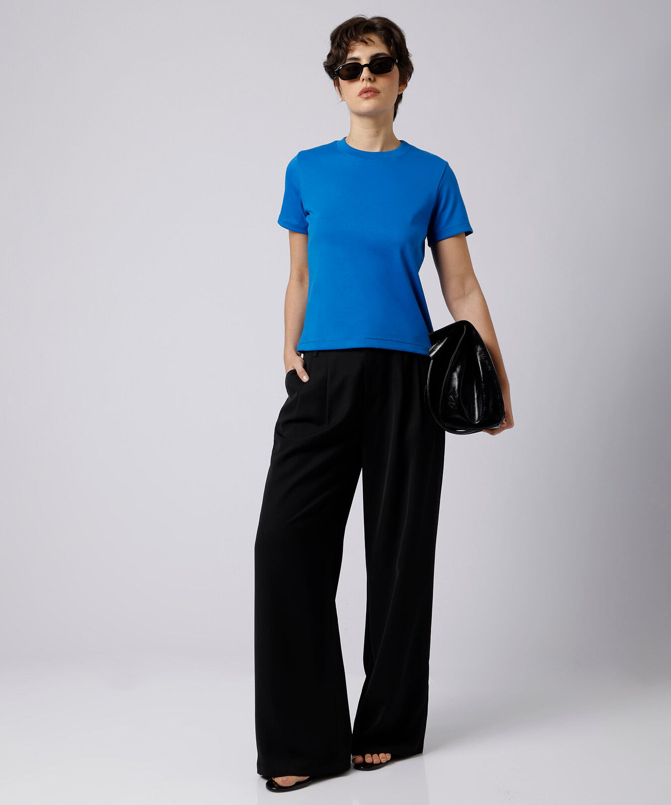 camiseta feminina de algodão slim mindset azul
