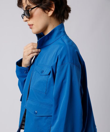 jaqueta feminina funnel neck mindset azul