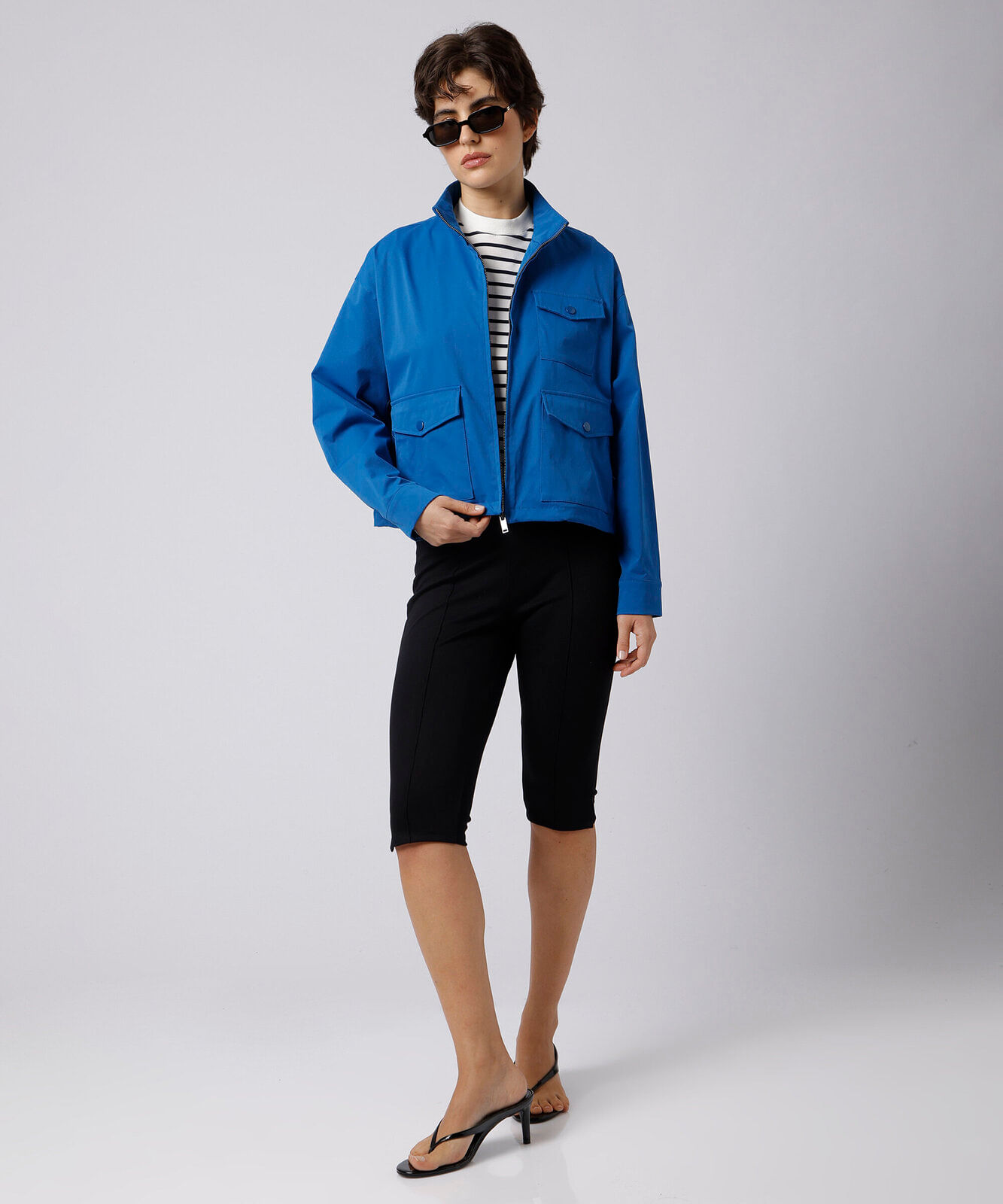 jaqueta feminina funnel neck mindset azul