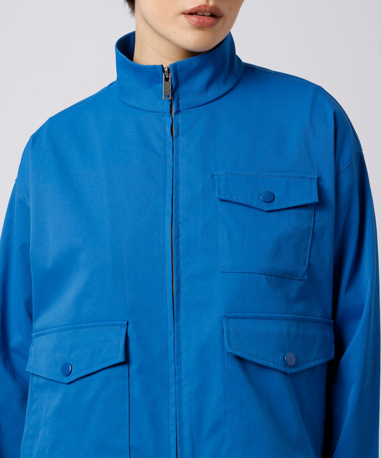 jaqueta feminina funnel neck mindset azul