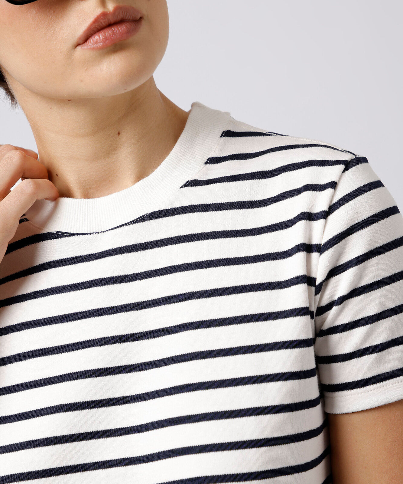 camiseta slim fit feminina com algodão manga curta listrada mindset azul