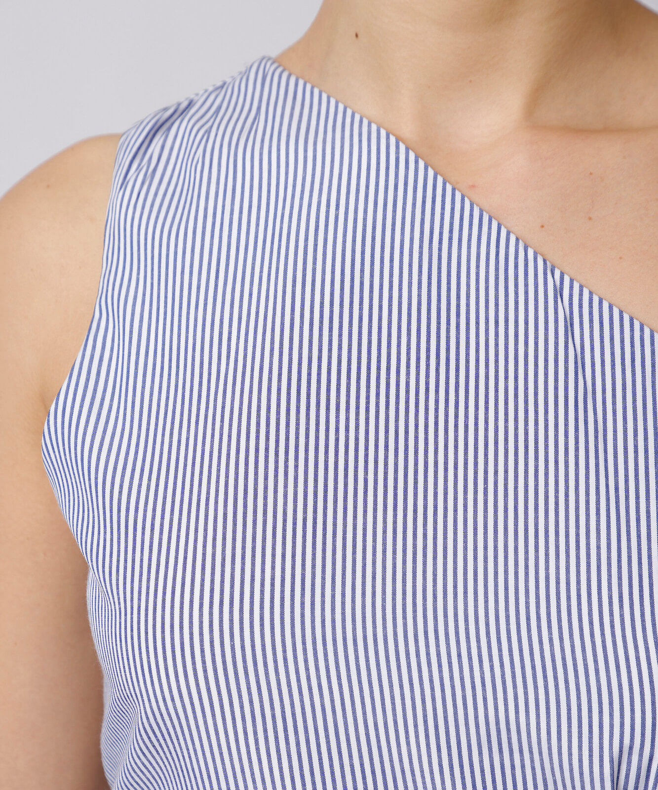 blusa peplum ombro único feminina mindset azul