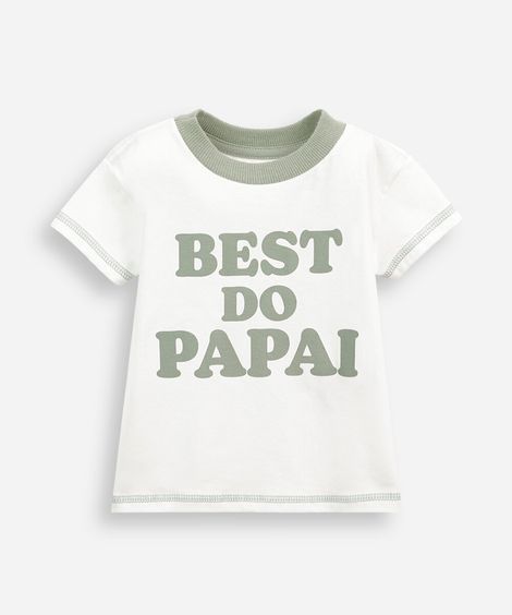 camiseta infantil de algodão manga curta estampada off white