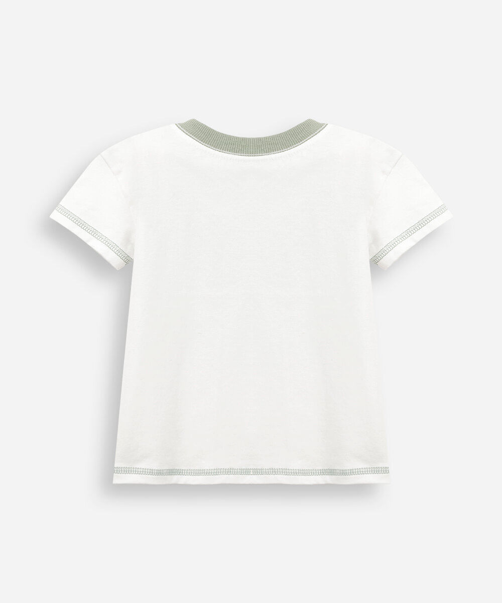 camiseta infantil de algodão manga curta estampada off white