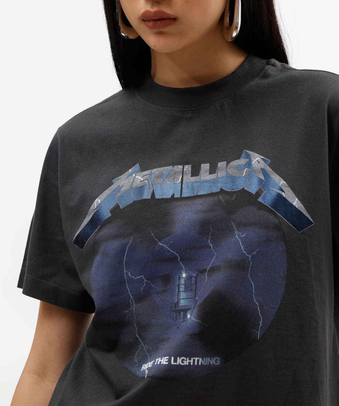 camiseta de algodão metallica cinza