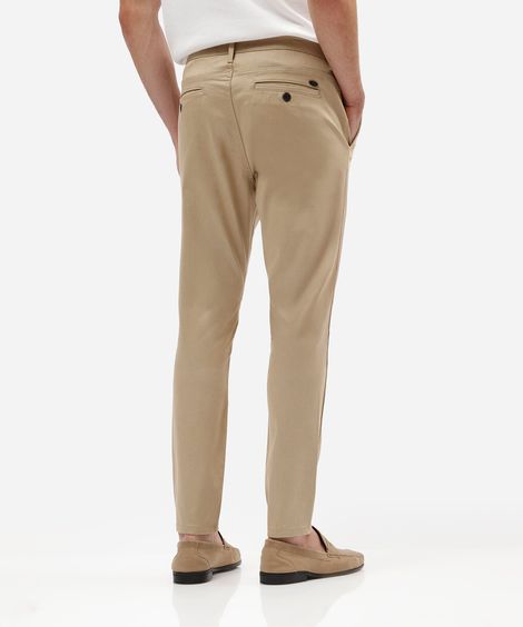 calça masculina de sarja carrot bege