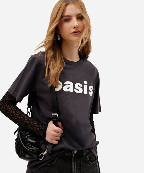 camiseta feminina com algodão manga curta oasis cinza