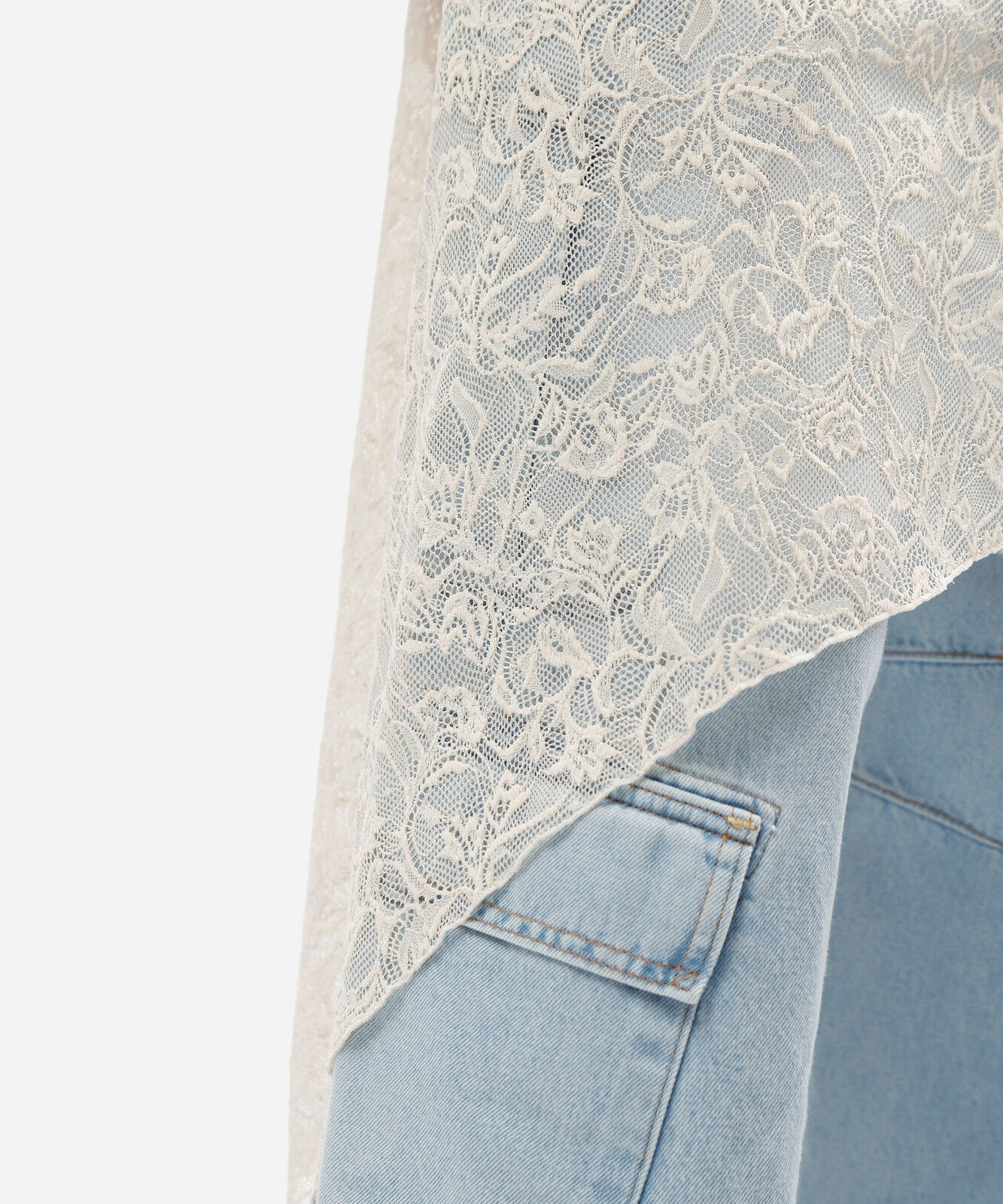 saia anágua feminina de renda assimétrica floral off white