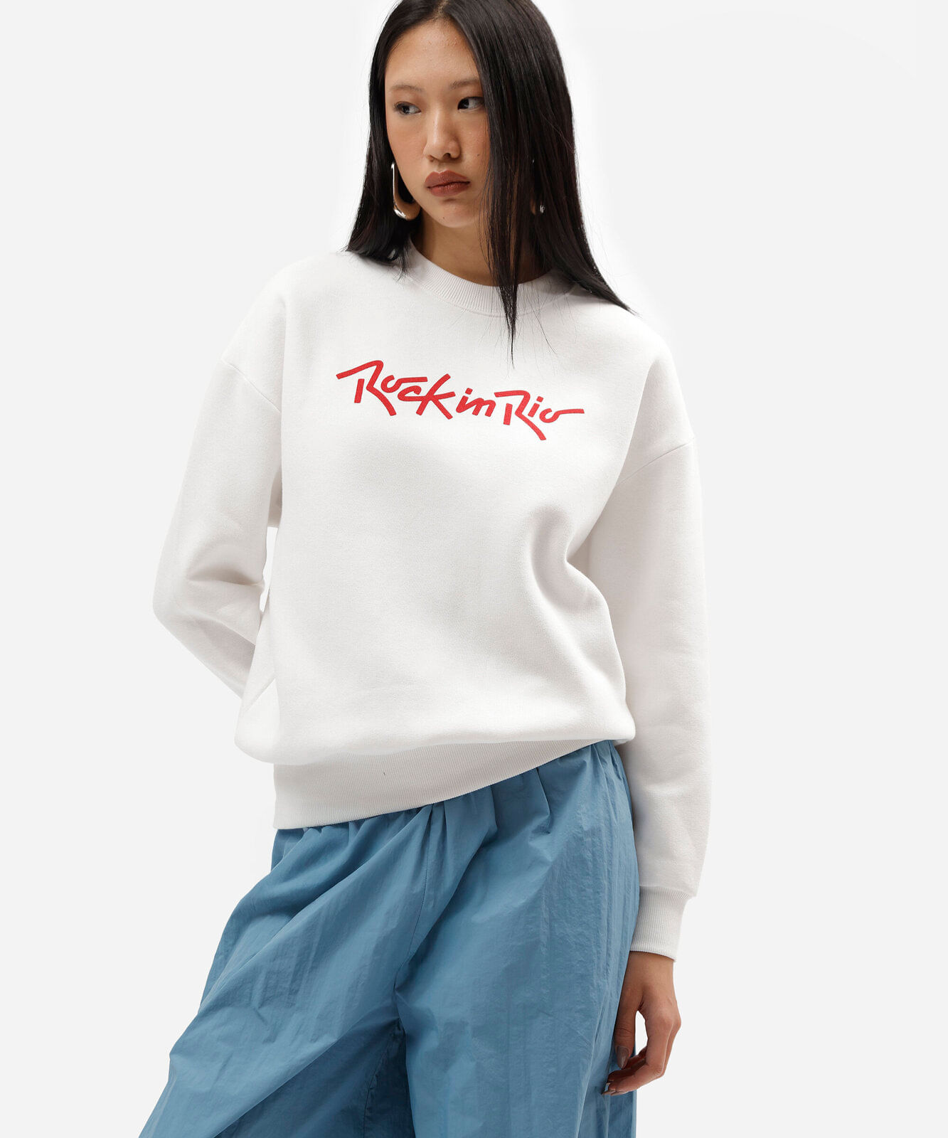 blusão feminino de moletom rock in rio off white