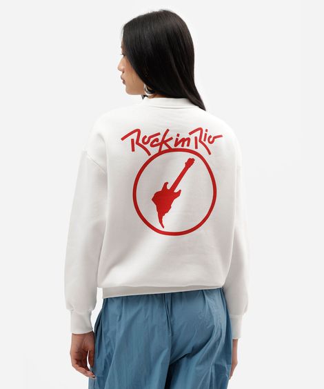 blusão feminino de moletom rock in rio off white