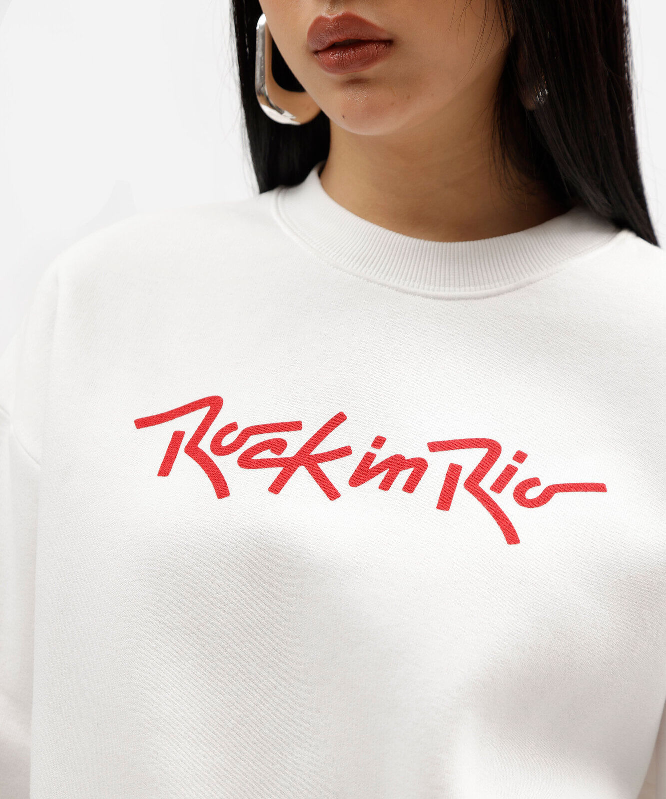 blusão feminino de moletom rock in rio off white