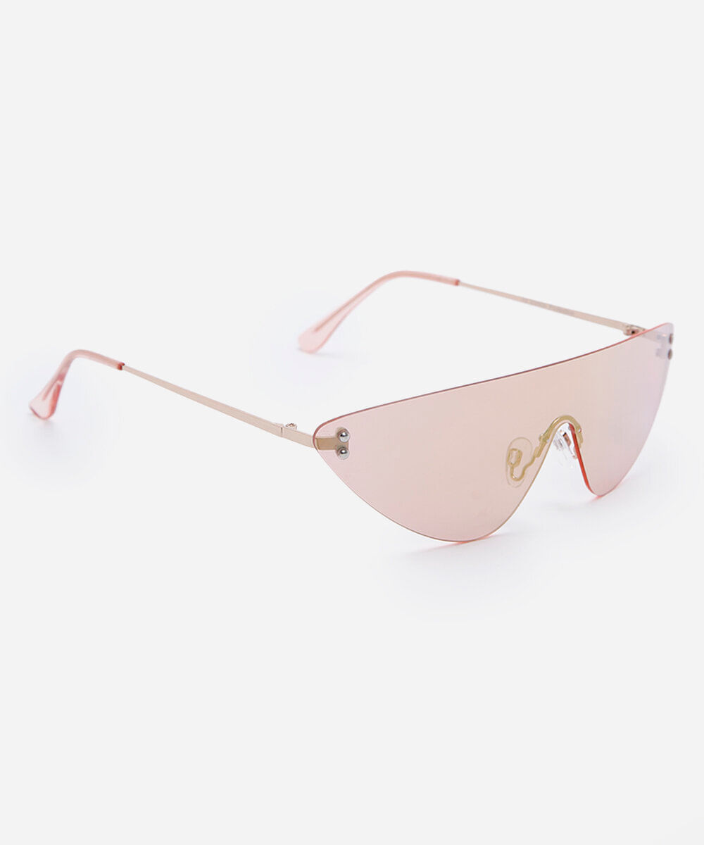 óculos de sol feminino geométrico de metal dourado