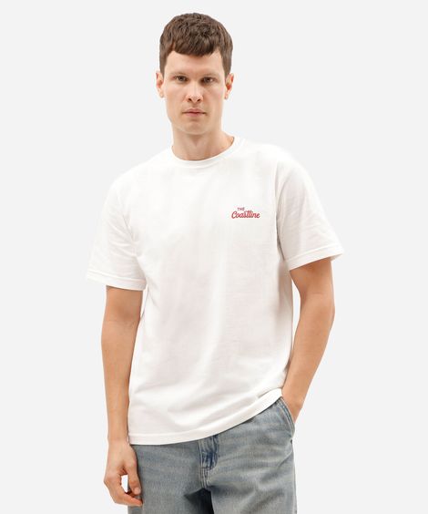 camiseta masculina comfort de algodão malhão com estampa nas costas off white